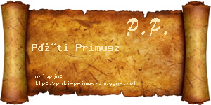 Póti Primusz névjegykártya